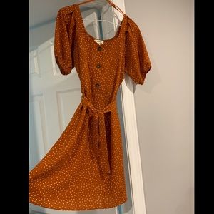 Polka dot dress with belt